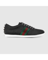 gucci glitter web sneaker with studs black